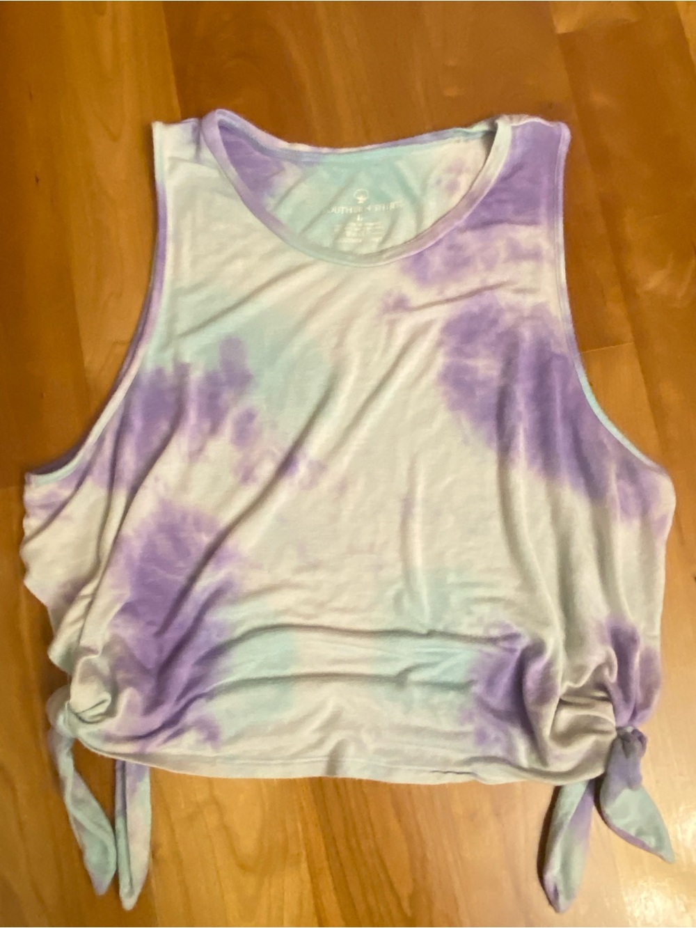 The Southern Shirt Company Tie-Dye Side-Tie Tank Top - Purple & Light Blue